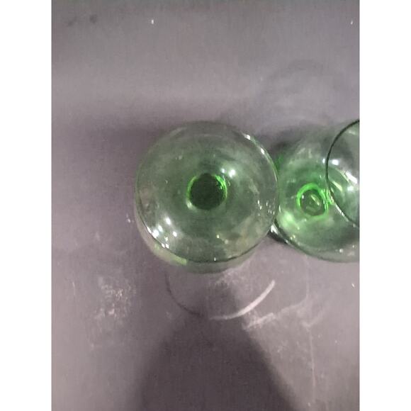 Green Etched Brandy Snifters, Cordial Glass, Shot Glass Set of 2, Floral Rose - Picture 7 of 9